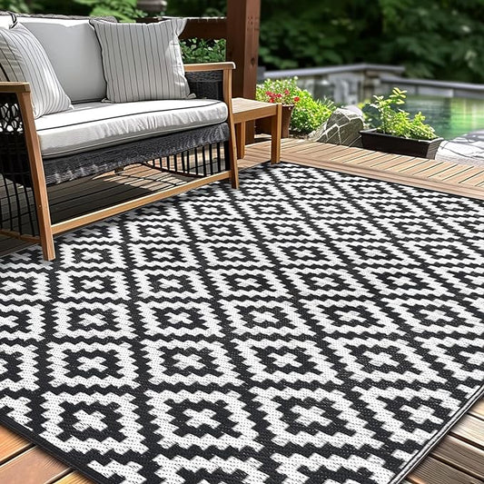 Outdoor Rugs Patio Camping Waterproof - 6x9 Plastic Straw Patio Rug Portable for Campers, Outside RVs Mat, Outdoor Area Carpet for Patios Clearance, Backyard Porch, Balcony, Picnic