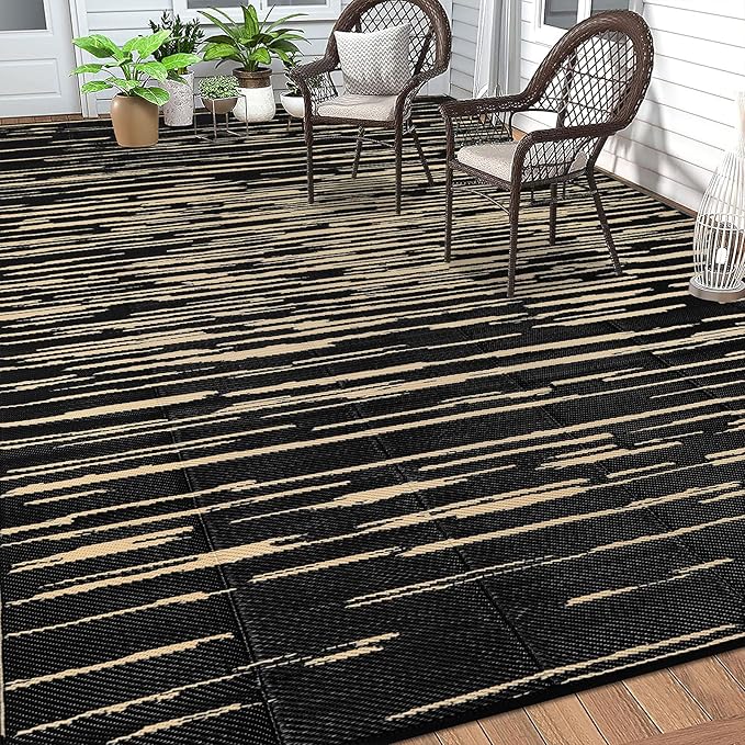 HEBE Outdoor Rug 8'x10' Waterproof for Patios Clearance, Reversible Plastic Straw Rug Camping Carpet, Indoor Outdoor Area Rugs Patio Mats for RV,Picnic,Backyard,Deck,Balcony,Porch
