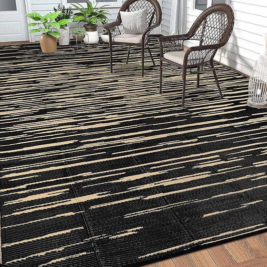 HEBE Outdoor Rug 8'x10' Waterproof for Patios Clearance, Reversible Plastic Straw Rug Camping Carpet, Indoor Outdoor Area Rugs Patio Mats for RV,Picnic,Backyard,Deck,Balcony,Porch