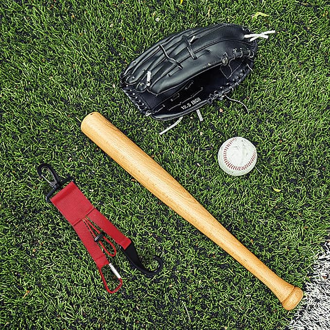 Baseball Softball Gear Hanger Dugout Organizer -Multipurpose Hanging Buckle Metal Hangers for Hold Outdoor Sports Equipment, Camping, Gloves, Helmets, Bats, Water Bottle Holder (Red)