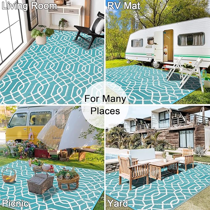 HEBE Outdoor Rug 5'x8' for Patios Waterproof Clearance Reversible Patio Mat Plastic Straw Rug RV Camping Mat Outside Area Rug Carpet for Camping RV,Porch,Deck,Balcony,Camper,Backyard
