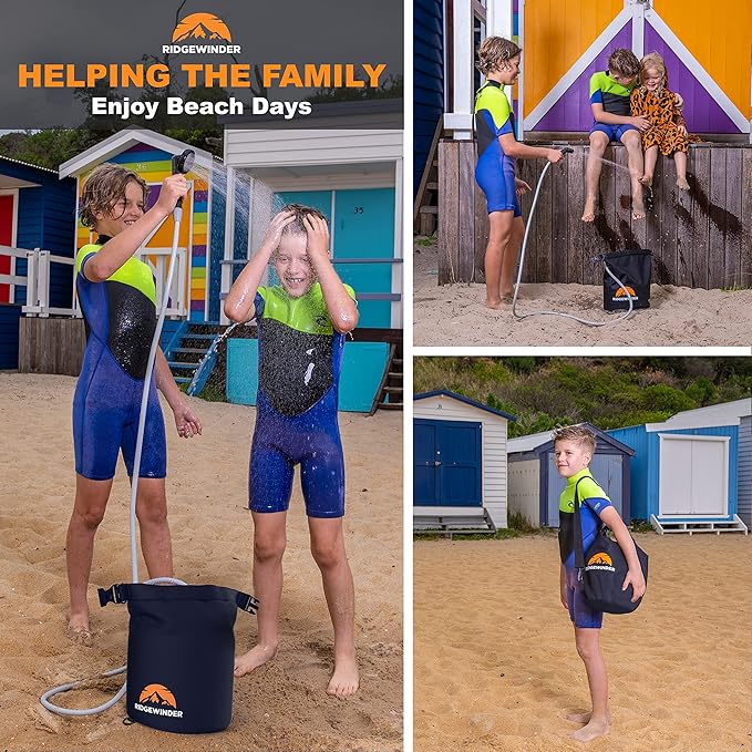 Dual Battery Portable Shower for Camping with Dry Bag - Camp Shower with 2 Rechargeable Batteries and Included 10L Dry Bag for Water Storage. Complete Camping Shower in a Bag