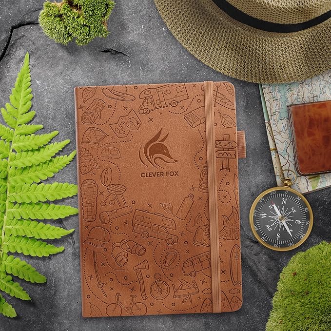 Clever Fox Camping Journal – Camper Log Book & RV Trip Planner – Outdoor Camp Journal & Adventure Travel Notebook – 12 Trips Total, 8 Pages per Trip – Hardcover, A5 Size (Brown)