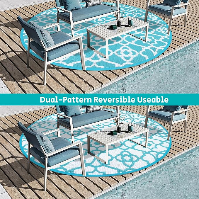 HEBE Outdoor Rug 8ft for Patios Waterproof Clearance Reversible Patio Mat Plastic Straw Rug RV Camping Mat Outside Area Rug Carpet for Camping RV,Porch,Deck,Balcony,Camper,Backyard