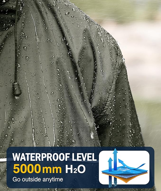 SWISSWELL Rain Jacket Men Waterproof Windbreaker, Lightweight Hooded Raincoat for Daily Casual