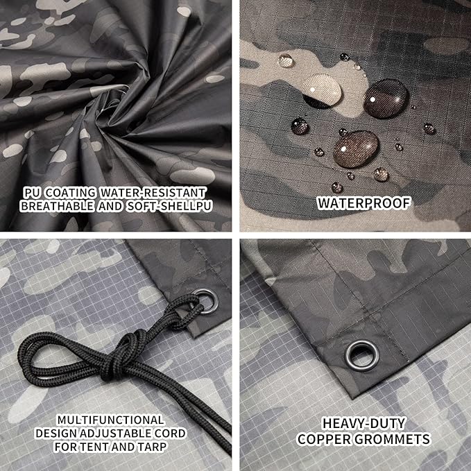 Camo Rain Poncho, Multi Use Waterproof Rain Coat