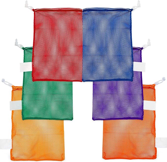 Champion Sports Mesh Equipment Bag – Heavy-Duty Nylon Drawstring Bag with Lock & ID Tag, Breathable Storage Sack for Balls, Swim Gear, Laundry & Toys, Multiple Sizes & Colors