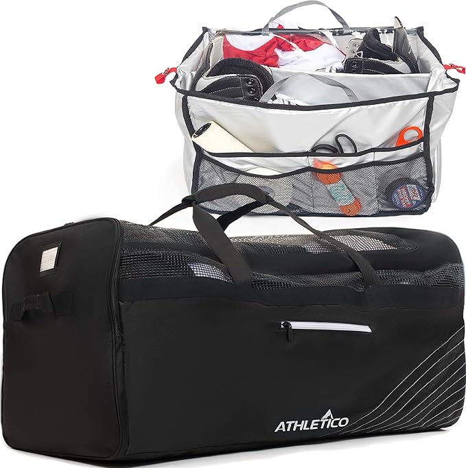 Athletico Hockey Duffle Bag - 35" Large Ice Hockey Duffel XXL Travel Bag for Equipment & Gear, with Included Organizer Caddy (Back)
