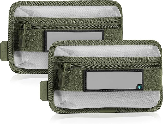 Savior Equipment Core Tactical Mesh Zipper Pouch, 9" x 5" Modular EDC Tool Organizer w/Writable ID Patches, Range Gear Utility Storage Pocket w/Hook Backing, Dump Pouch with Handle, 2-Pack