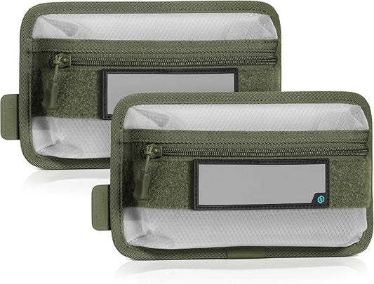 Savior Equipment Core Tactical Mesh Zipper Pouch, 9" x 5" Modular EDC Tool Organizer w/Writable ID Patches, Range Gear Utility Storage Pocket w/Hook Backing, Dump Pouch with Handle, 2-Pack