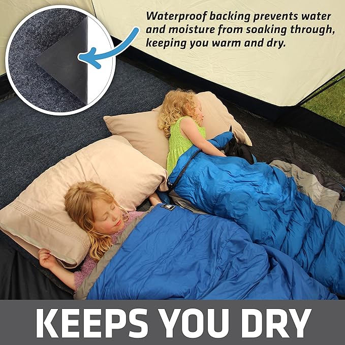 Drymate Tent Carpet Mat, Protective Waterproof Liner Keeps You Warm & Dry, Camping Floor Rug Accessory, Durable, Lightweight, Soft & Comfortable, Trimmable Material (USA Made) (Charcoal)