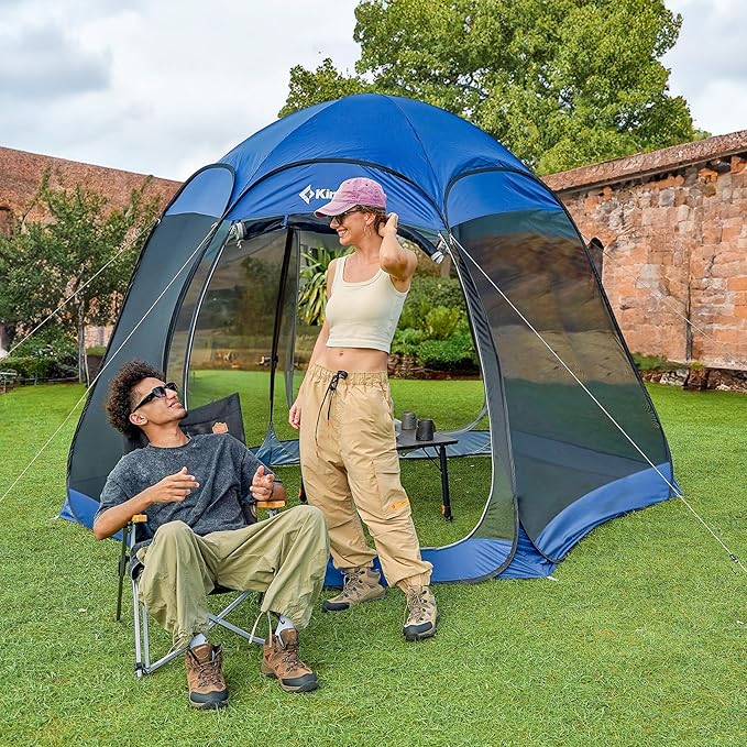 KingCamp Pop Up Screen Tent, Camping Tent for 4-6 Person 10' x 10' Portable Screen House Room with Detachable Sunshade for Camping, Garden & Backyard
