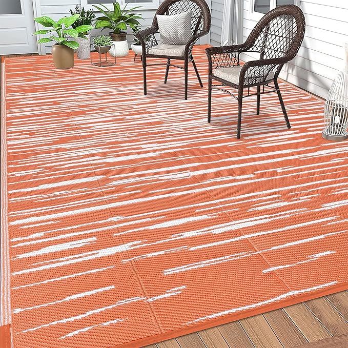 HEBE Outdoor Rug 6'x9' for Patios Clearance Waterproof Patio Mat Plastic Straw Rug Reversible RV Camping Tent Rug Outside Indoor Outdoor Area Rugs for RV,Deck,Beach,Balcony,Camper