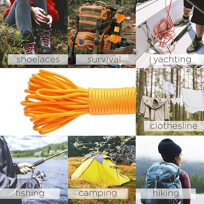 TECEUM Heavy Duty Rope 1000 – 1000ft / 200ft / 100ft / 50ft – 40+ Colors – Utility Rope for Survival & Camping Gear – Nylon String, Camping Rope, para Cord, Utility Nylon Rope, Tent Cord