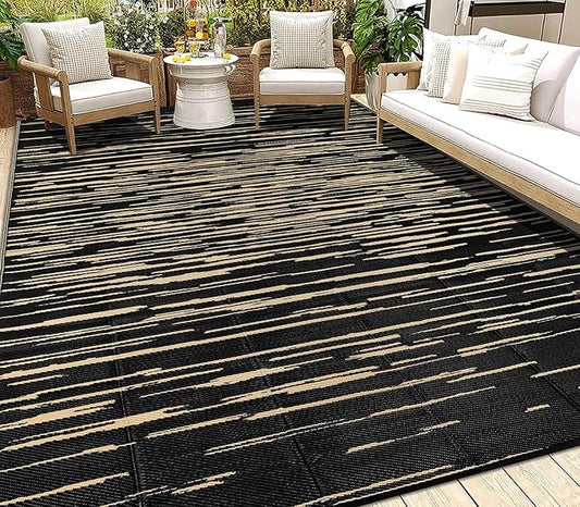 HEBE Outdoor Rug 6' x 9' Waterproof for Patios Clearance, Reversible Plastic Straw Rug Camping Carpet, Indoor Outdoor Area Rugs Patio Mats for RV,Picnic,Backyard,Deck,Balcony,Porch
