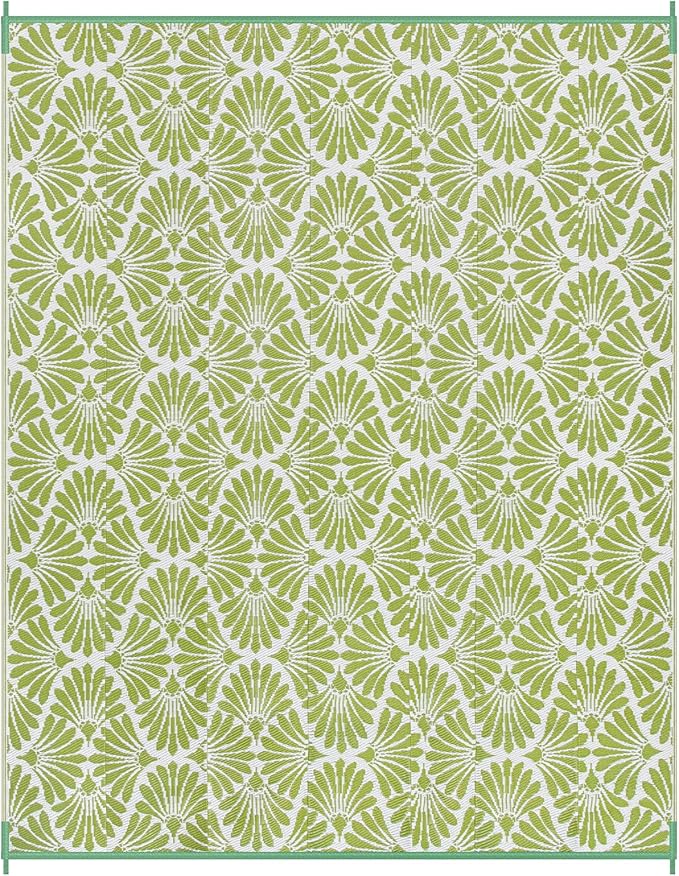 Lahome Plastic Outdoor Rug 8x10 Waterproof, Camping Rugs for Outside Your Rv, Lightweight Outdoor Mat for Beach Picnic Backyard Garden Under Awning, Pale Green,8'x10'