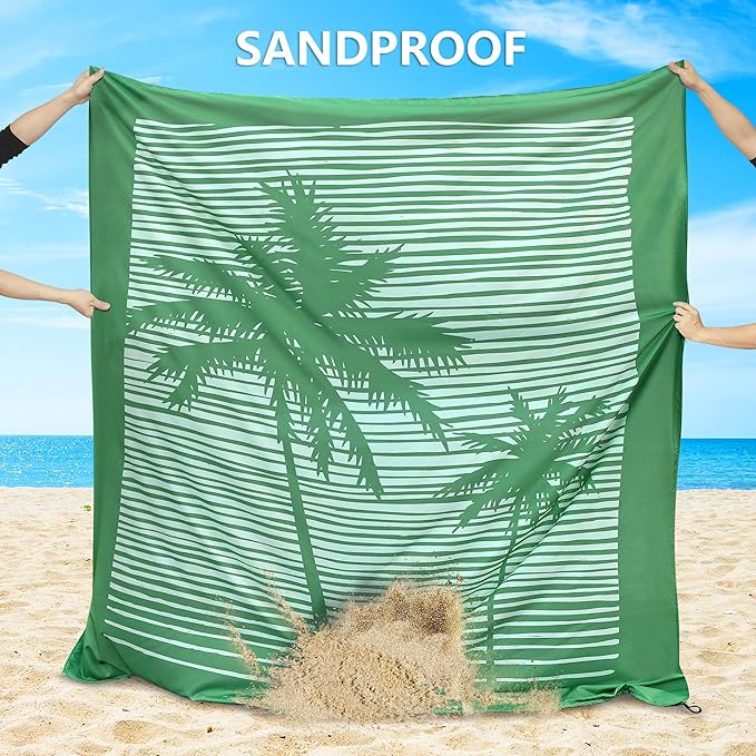Beach Blanket, Sandproof Beach Mat, Waterproof Quick Drying Lightweight Outdoor Aztec Picnic Mat 79" X 83" for 2-4 Adults with Pocket for Travel, Camping, Hiking