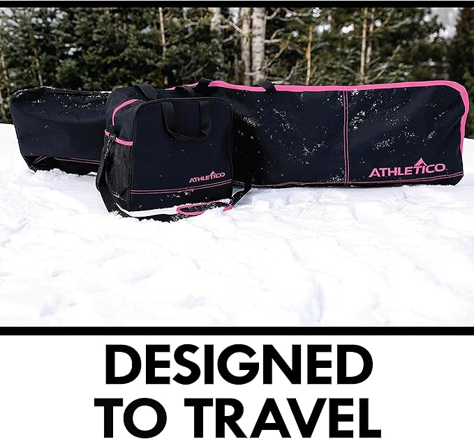 Athletico Two-Piece Snowboard and Boot Bag Combo | Store & Transport Snowboard Up to 165 CM and Boots Up To Size 13 | Includes 1 Snowboard Bag & 1 Boot Bag (Black)