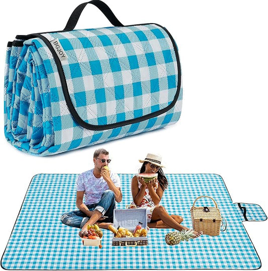 Large Beach Blanket Waterproof Sandproof Picnic Blankets Outdoor Blanket Foldable Beach Mat Sandfree with Carry Strap Lightweight Beach Blankets fit 2 to 4 Adults for Beach Camping Grass Lawn Park