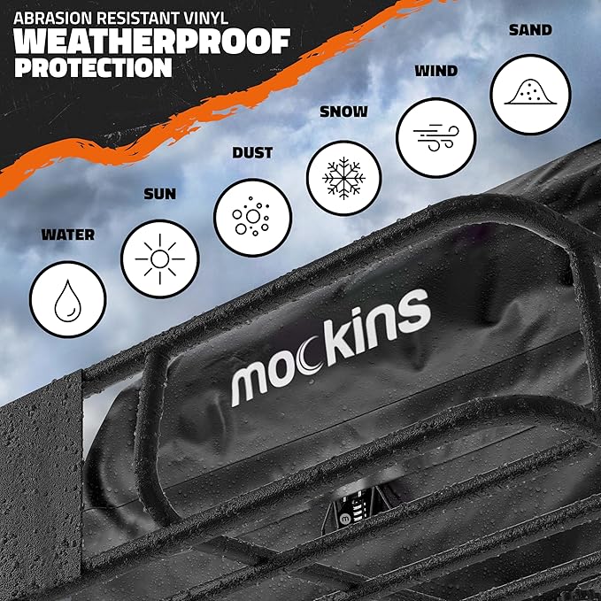 Mockins 16 Cu.Ft. Heavy Duty Car Roof Bag 45"x34"x18" | Works with or Without Roof Rack | Great for Road Trip Vacations, Camping Adventures & More | Set Includes Roof Mat, Lock, Hooks & Straps