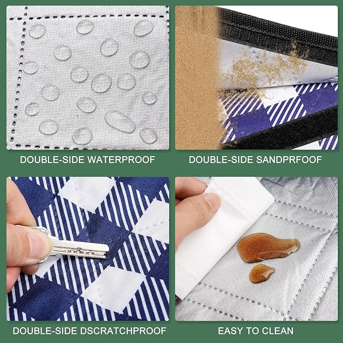 80''x100'' Extra Large Picnic Beach Blankets Waterproof Sandproof Foldable, Machine Washable Simple Stylish Gingham Outdoor Blankets Grass Lawn Park for Family Camping Party