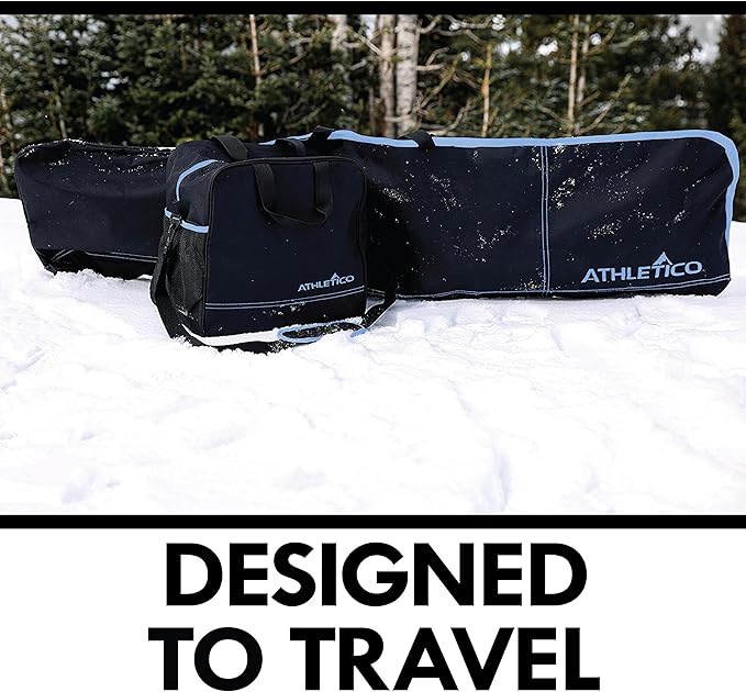 Athletico Two-Piece Snowboard and Boot Bag Combo | Store & Transport Snowboard Up to 165 CM and Boots Up To Size 13 | Includes 1 Snowboard Bag & 1 Boot Bag (Black)