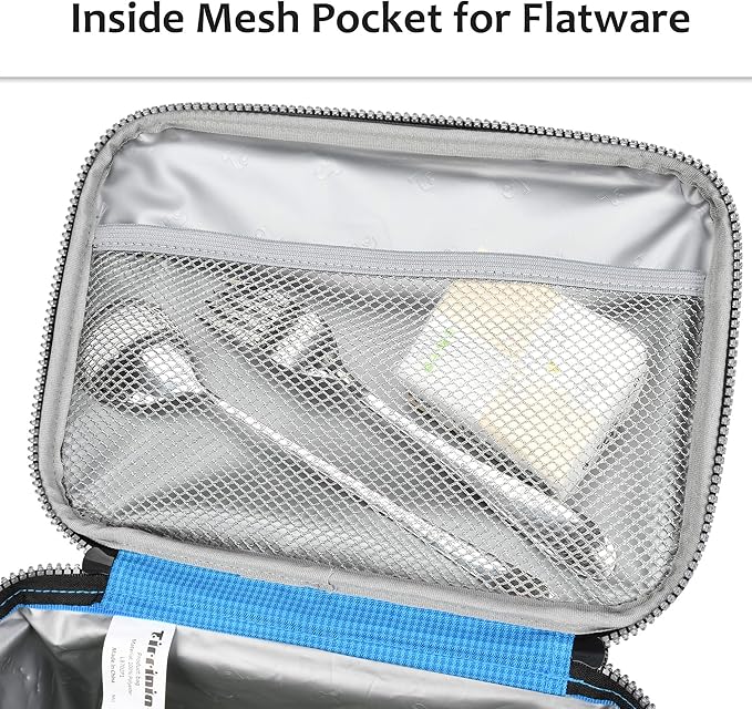 Tirrinia Insulated Lunch Box for Women Men, Leakproof Reusable Lunch Bag Containers for Adult,Working,Office,Lunch Soft Cooler Bag Tote for Picnic Hiking Beach,Blue Checkered