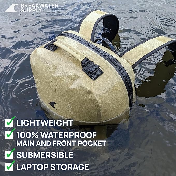Breakwater Supply™ 100% Waterproof Submersible Backpack, Laptop Bag, Airtight Zippers | Travel Outdoors | Fogland 25L 20L 15L