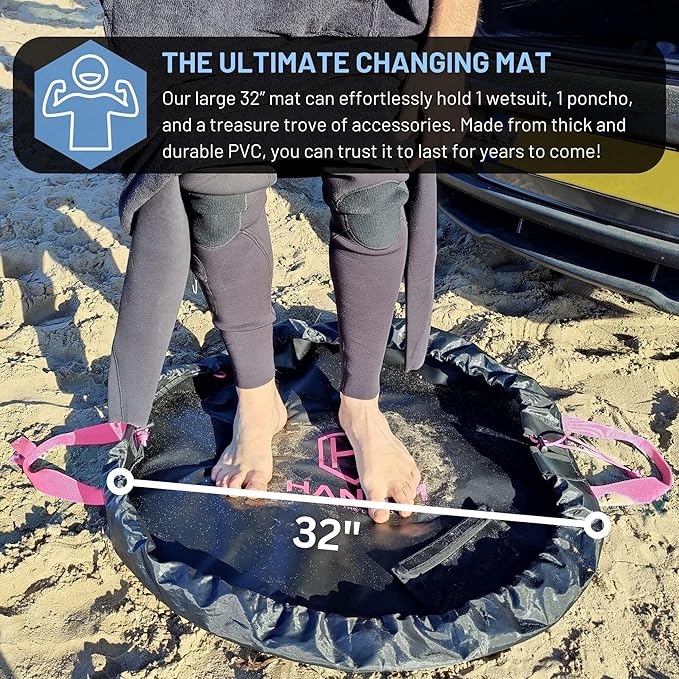 Hang 11 Wetsuit Changing Mat Bag - Surf Changing Mat with Shoulder Strap, Wetsuit Bag Waterproof, Keeps your Wet Suit & Car Clean, Surf Change Gear, Surfing Accessories, Surfing Gifts