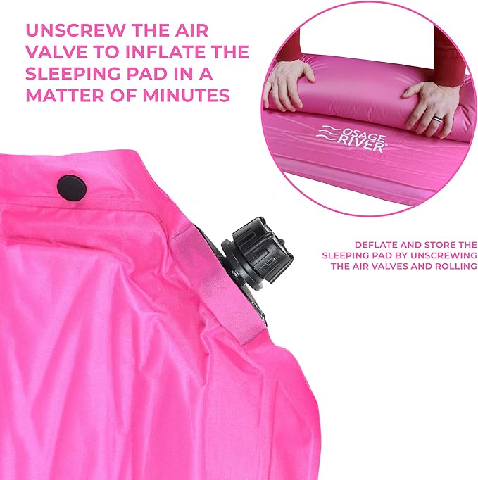 OSAGE RIVER Self Inflating Sleeping Pad with Built-in Pillow, Compact Memory Foam Sleep Mat, Camping Air Mattress for Tent, Travel, Backpacking, or Hiking