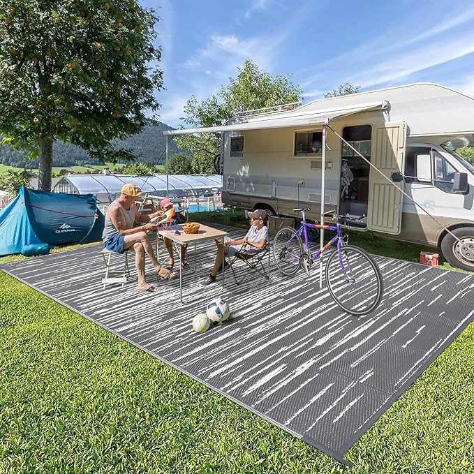 HEBE Outdoor Rug 9'x18' for Patios Clearance Waterproof Patio Mat Plastic Straw Rug Reversible RV Camping Tent Rug Outside Indoor Outdoor Area Rugs for RV,Deck,Beach,Balcony,Camper