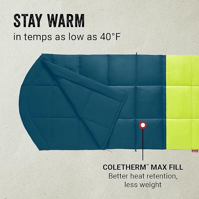 Coleman Kompact Sleeping Bag, Indoor/Outdoor Lightweight Sleeping Bag for Adults, 20°F/30°F/40°F Options for Camping, Hiking, Backpacking with Included Compression Sack
