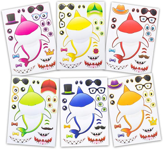 24 Make A Shark Stickers For Kids - Great For Birthday Party Favors, Decorations, & Prizes - Let Your Kids Get Creative & Design Their Favorite Shark Stickers – Fun Kids Craft Activity