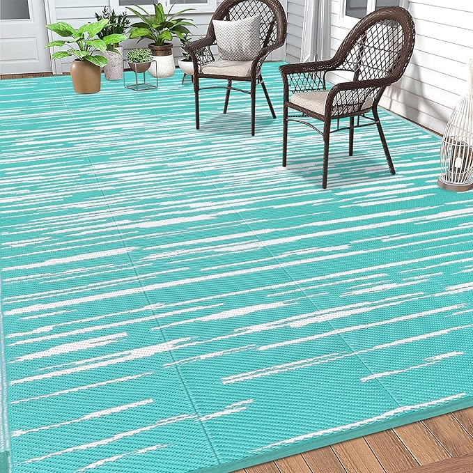 HEBE Outdoor Rug 8'x10' for Patios Clearance Waterproof Patio Mat Plastic Straw Rug Reversible RV Camping Tent Rug Outside Indoor Outdoor Area Rugs for RV,Deck,Beach,Balcony,Camper