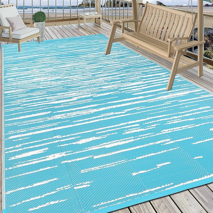 HEBE Outdoor Rug 5'x8' for Patios Clearance Waterproof Patio Mat Plastic Straw Rug Reversible RV Camping Tent Rug Outside Indoor Outdoor Area Rugs for RV,Deck,Beach,Balcony,Camper