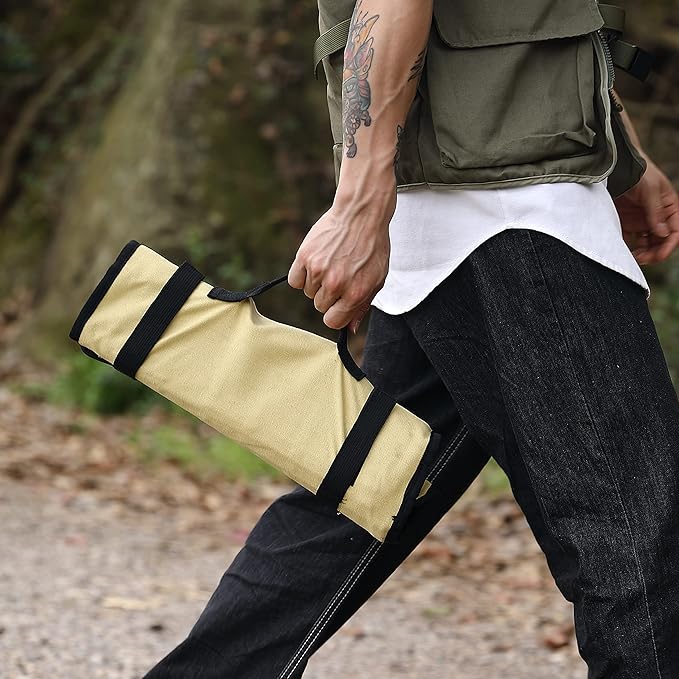 CAMPINGMOON Cotton Canvas Tent Stakes Case Storage Bag Max 13.78’’/35cm in Length Beige Color B135