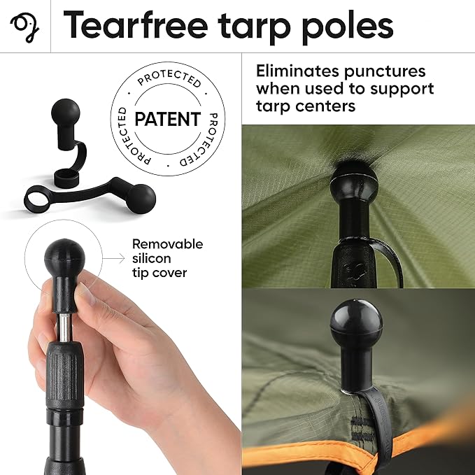 Green Elephant Tarp Poles - Tent Poles, Tent Poles Replacement, Tent Poles for Tarp, Canopy Poles, Awning Poles, Telescoping Tarp Poles, Tarp Poles Adjustable Heavy Duty, Aluminum Tent Pole Set of 4