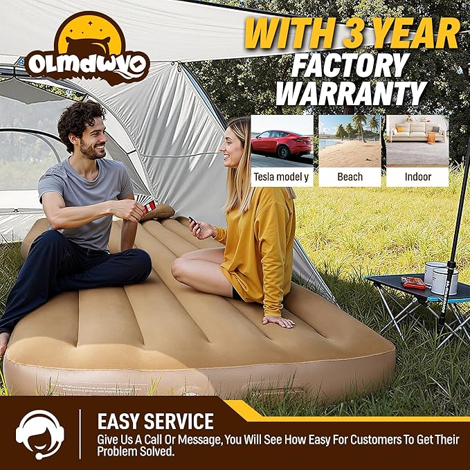 Camping Air Mattress for Tesla Model Y (Max 440lbs), Self-Inflating Car Sleeping Pad with Wireless Charging Air Pump, 7.88” Thick, Portable Sleeping Mat for Tesla Model Y Accessories 2024-2021