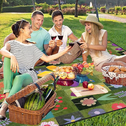 Extra Large Picnic Blankets Waterproof Foldable (60 "x 80") Beach Blanket Waterproof Sandproof,3-Layer Thicking Mat Outdoor Packable Camping Blanket