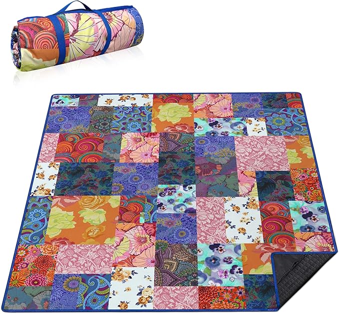 Extra Large Picnic Blankets Waterproof Foldable (80 "x 80") Beach Blanket Waterproof Sandproof,3-Layer Thicking Mat Outdoor Packable Camping Blanket