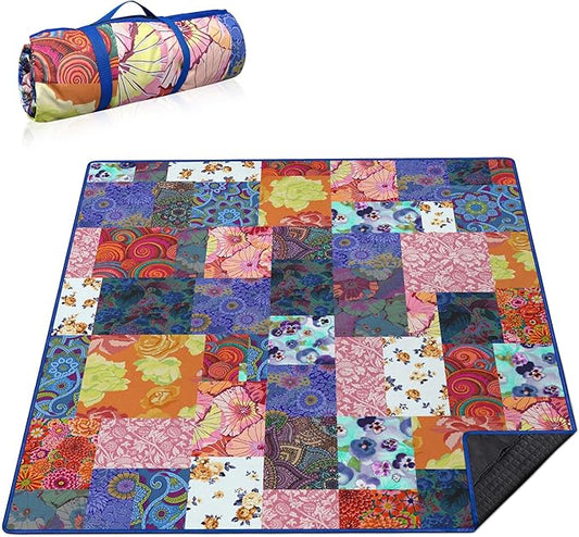 Extra Large Picnic Blankets Waterproof Foldable (80 "x 80") Beach Blanket Waterproof Sandproof,3-Layer Thicking Mat Outdoor Packable Camping Blanket