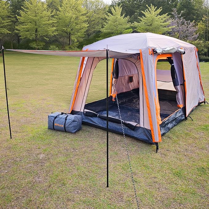 Camping Tents, 4-8 Person Stand Up Tent, Straight-Wall Design,with Full-Coverage PU-Coated All-Around Tents for Camping, Hiking, Picnic, Bivy