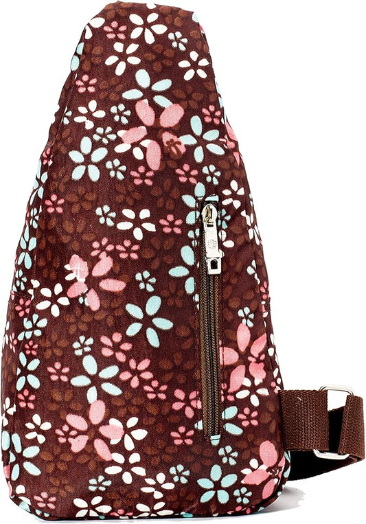 Chrysansmile Sling Bag for Women Men Nylon Crossbody Bags Fanny Packs Flower Print Small Backpack for Travel Hiking