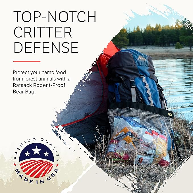 The RATSACK Ultralight Camping Bundle - Rodent Proof Dry Bag for Backpacking - Bear Bag Food Storage for Camping with Coghlans Odor Proof & Waterproof Bag, Survival Utility Rope and Carabiner (Medium)
