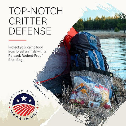 The RATSACK Ultralight Camping Bundle - Rodent Proof Dry Bag for Backpacking - Bear Bag Food Storage for Camping with Coghlans Odor Proof & Waterproof Bag, Survival Utility Rope and Carabiner (Medium)