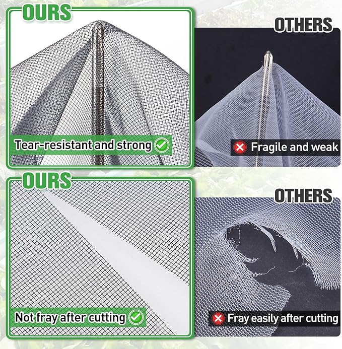 Stronger Garden Mesh Netting - 10 x 12 ft PPT Nano Bird Net Barrier, Mosquito Netting Screen for Outdoor Plants Vegetables Patios Balconies Terraces, Shading Rate 33% (Black)