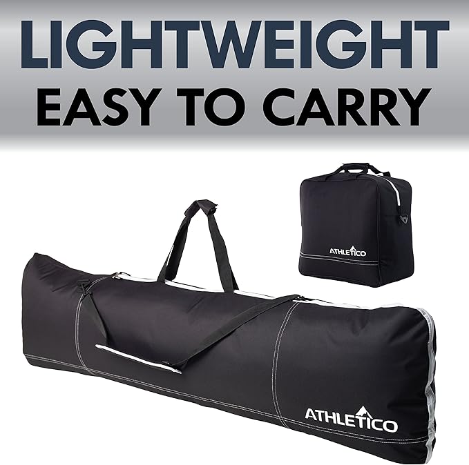 Athletico Two-Piece Snowboard and Boot Bag Combo | Store & Transport Snowboard Up to 165 CM and Boots Up To Size 13 | Includes 1 Snowboard Bag & 1 Boot Bag (Black)