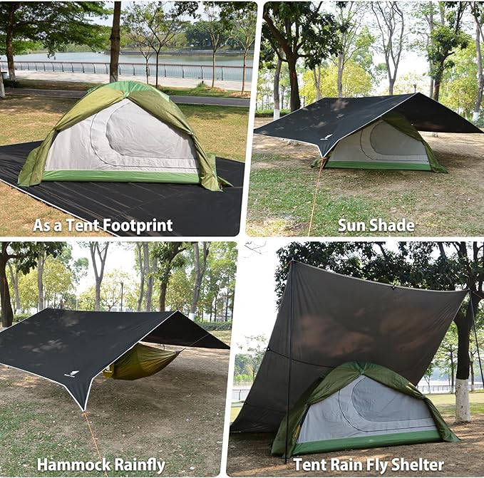 GEERTOP Large 17 x 10 ft Tarp Waterproof Portable Hammock Rain Fly Outdoor Awning Backpacking Tarp Shelter for Camping Traveling