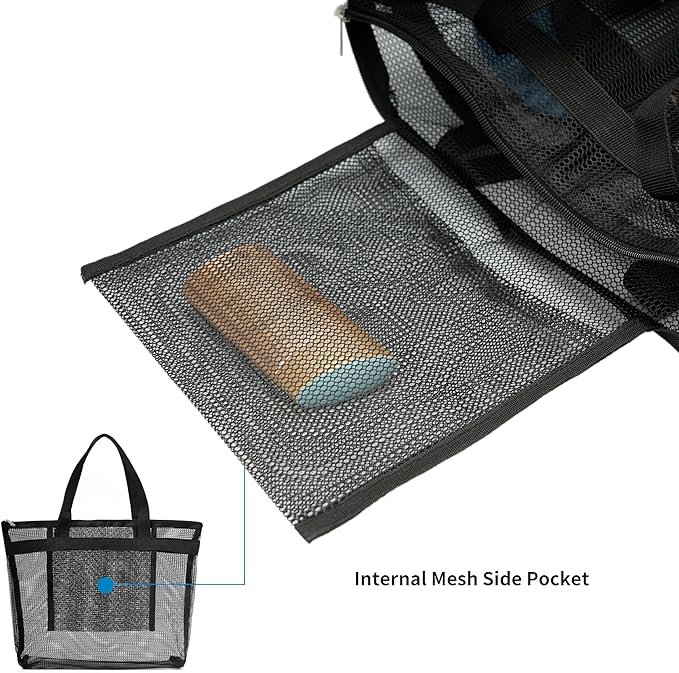 Portable Mesh Shower Caddy Tote Bag Hanging Toiletry Bag with Zipper for Travel, Bath, Gym, Beach, Camping, Dorm