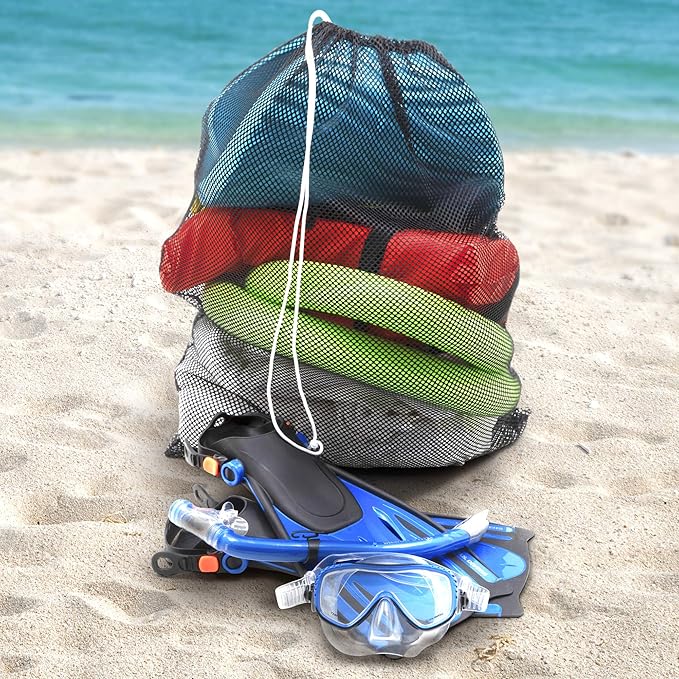 Champion Sports Mesh Equipment Bag – Heavy-Duty Nylon Drawstring Bag with Lock & ID Tag, Breathable Storage Sack for Balls, Swim Gear, Laundry & Toys, Multiple Sizes & Colors